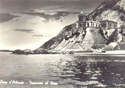 Capo d'Orlando - Foto d'epoca del Faro al Tramonto anno 1950